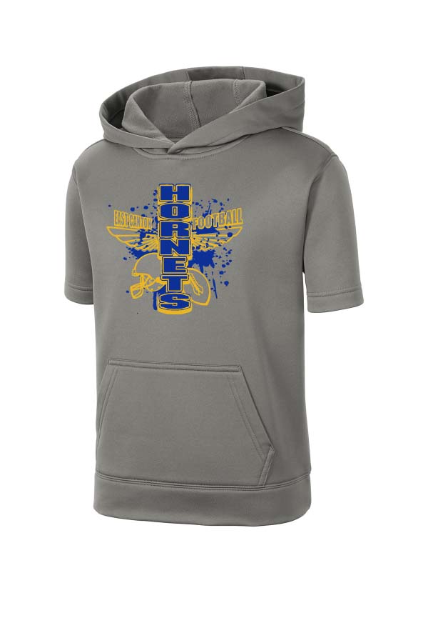 EC Hornets Football Adult (Unisex) Hooded Short Sleeve Sweatshirt - Charcoal