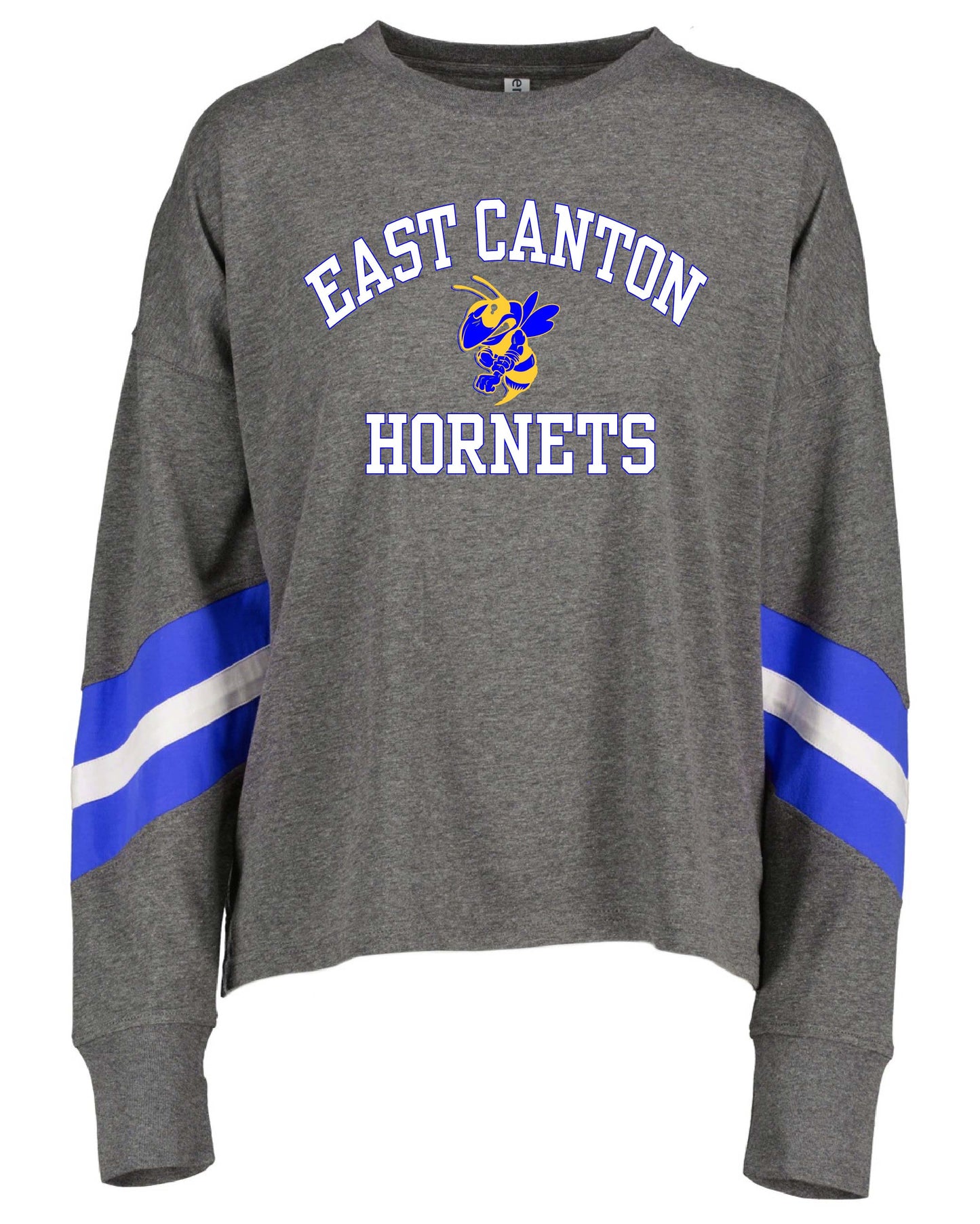 East Canton Hornets Womens "Varsity" Long Sleeve Shirt - Grey