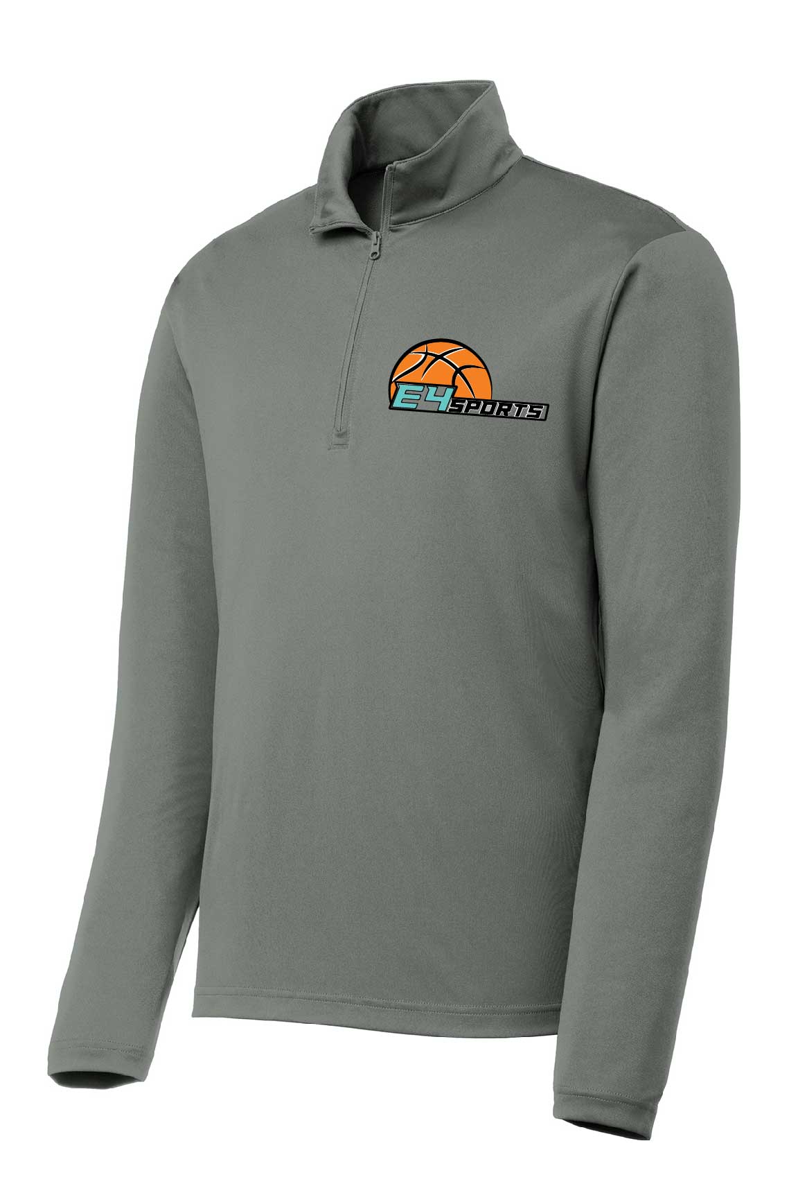 E4 Sports Basketball Mens 1/4 Zip Pullover - Grey