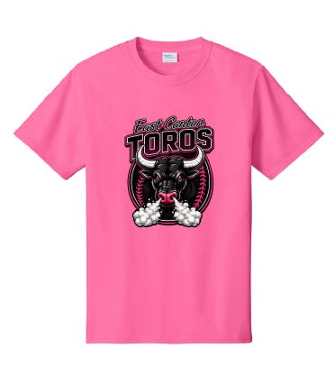 East Canton Toros Cotton T-Shirt - Neon Pink