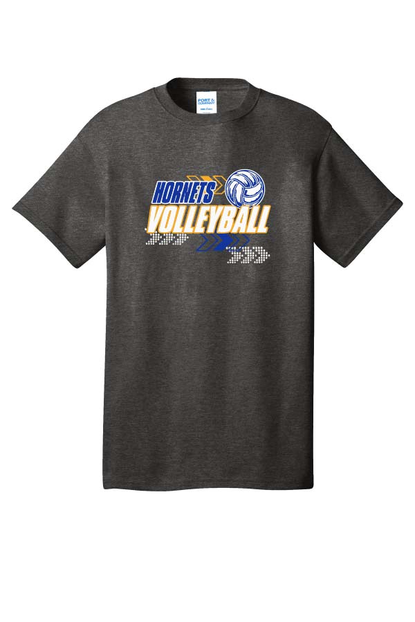 EC Hornets Volleyball Adult (Unisex) Cotton T-Shirt - Dark Heather Grey