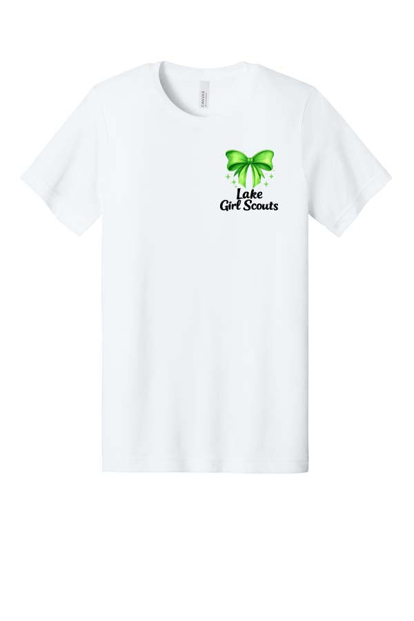 *NEW* Lake Girl Scouts Short Sleeve Tri Blend Bella Brand Bow T-Shirt - White