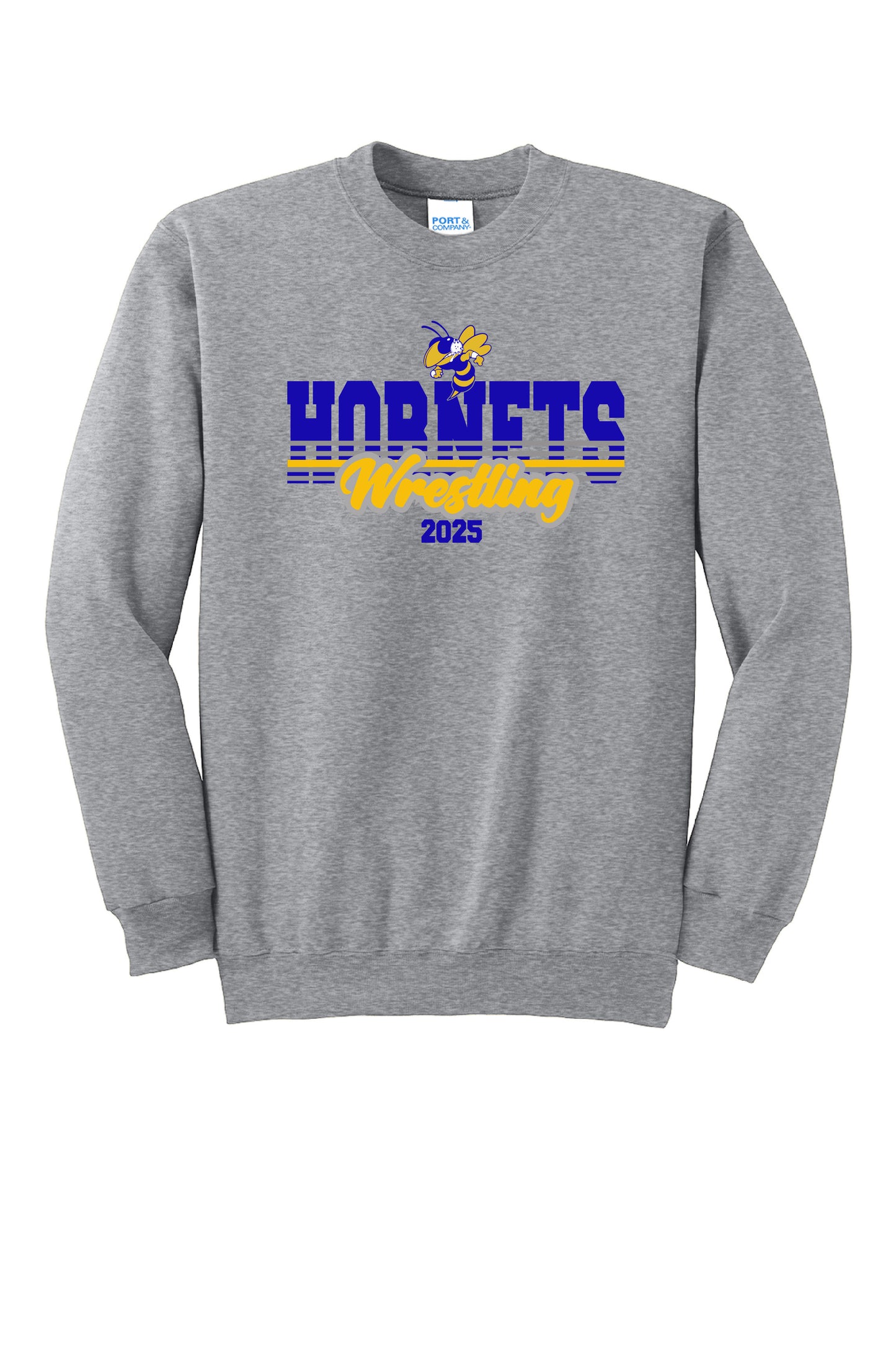 Hornets Wrestling Adult Crewneck Sweatshirt - Grey