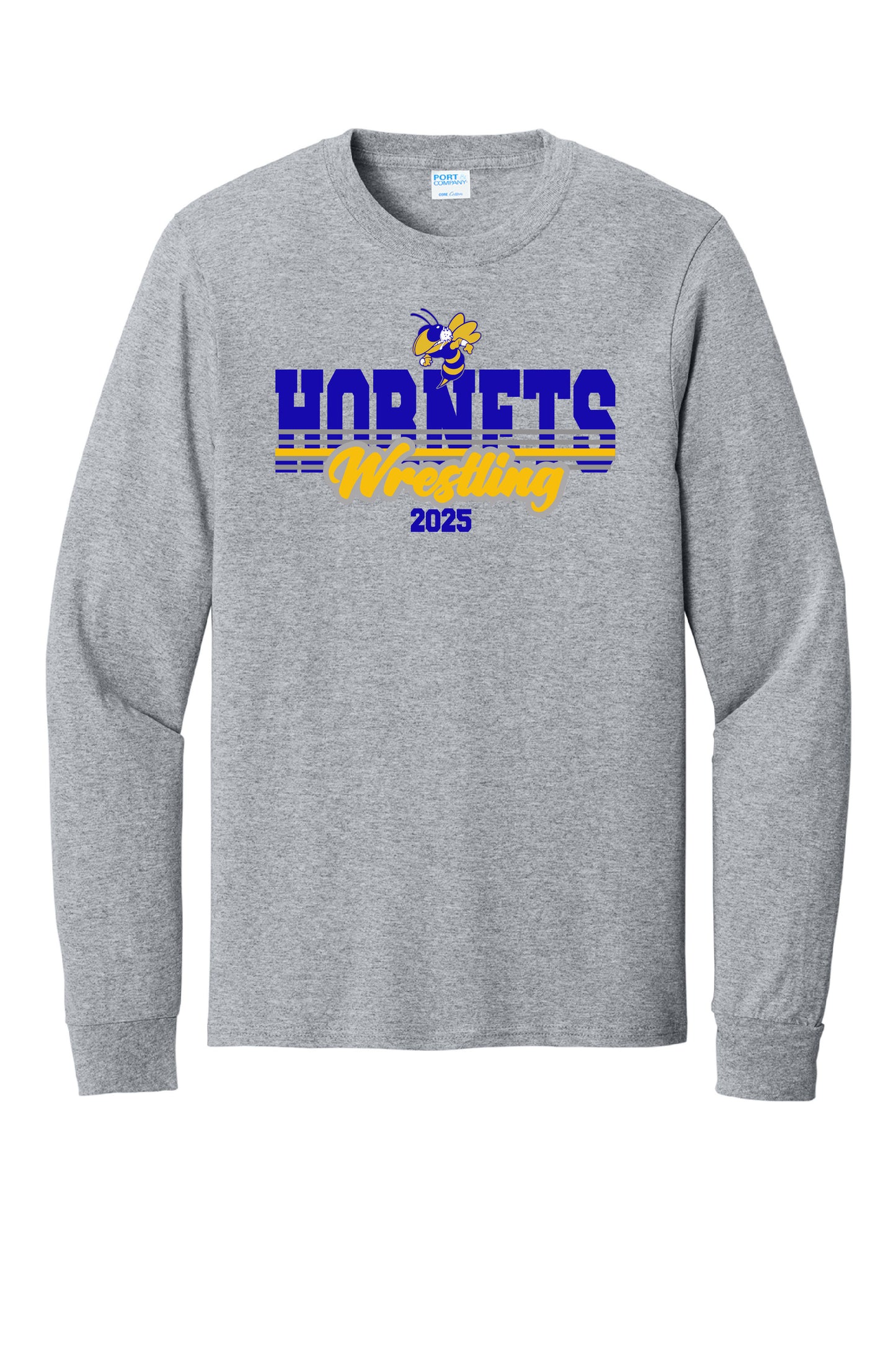 Hornet Wrestling Adult Long Sleeve T-Shirt - Grey
