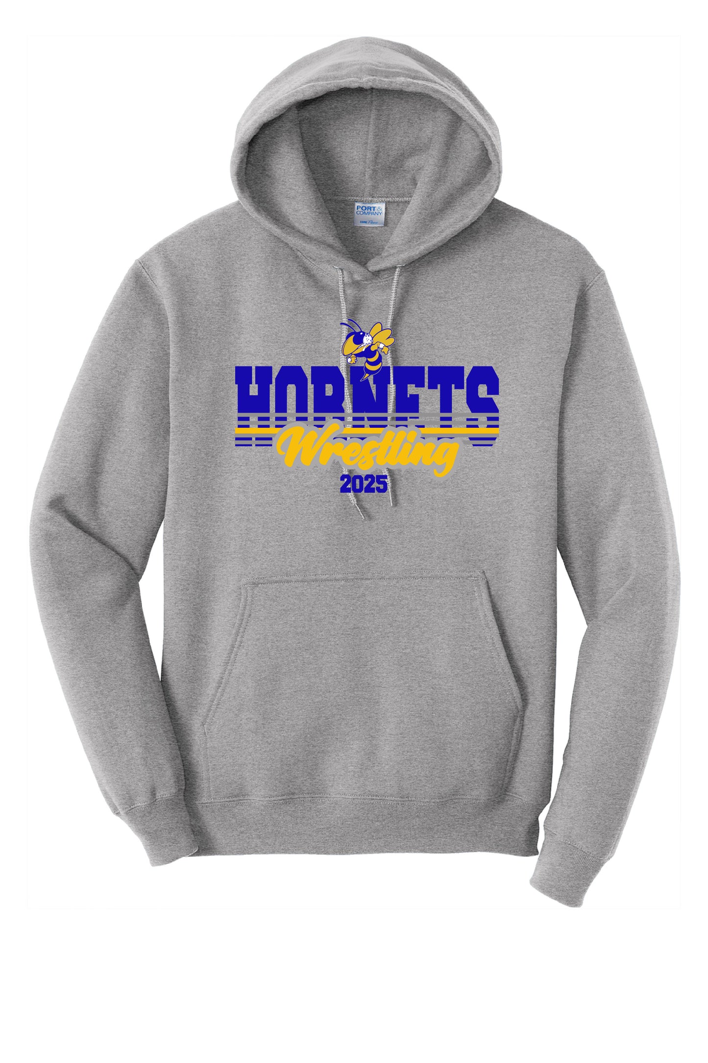 Hornets Wrestling Adult Hoodie - Grey