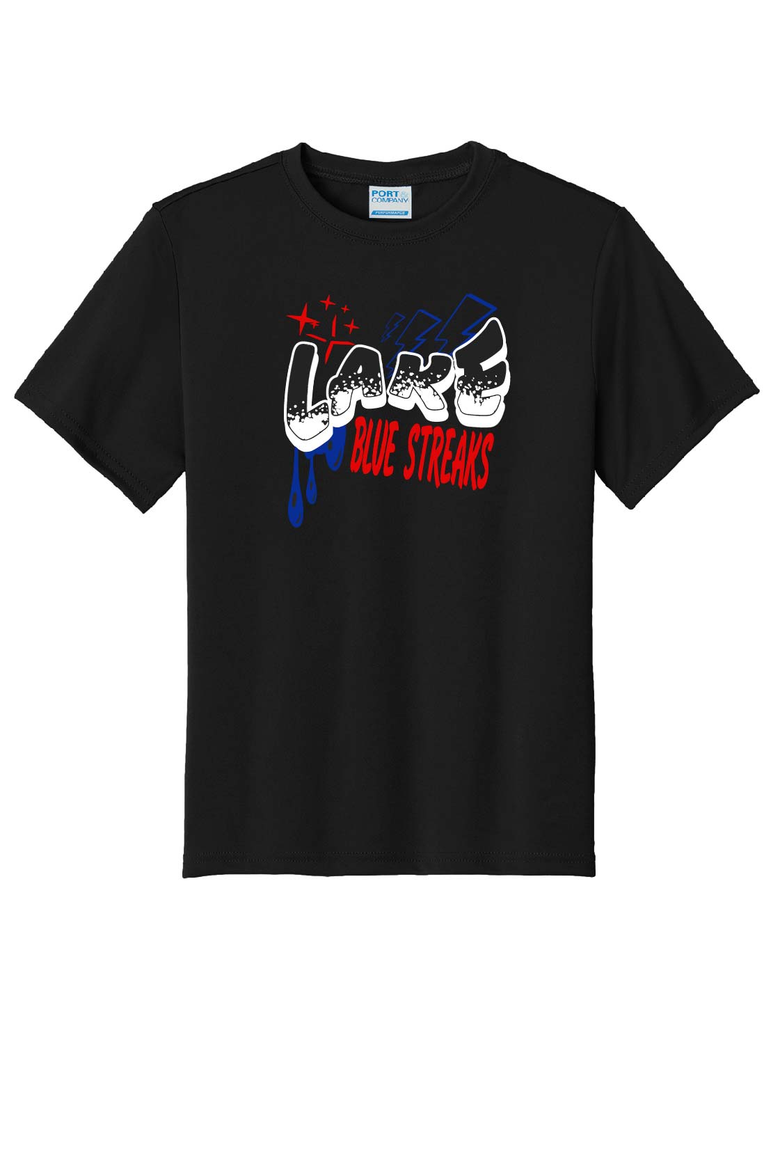 Drip Black DRI FIT - Lake Blue Streaks Youth T-Shirt