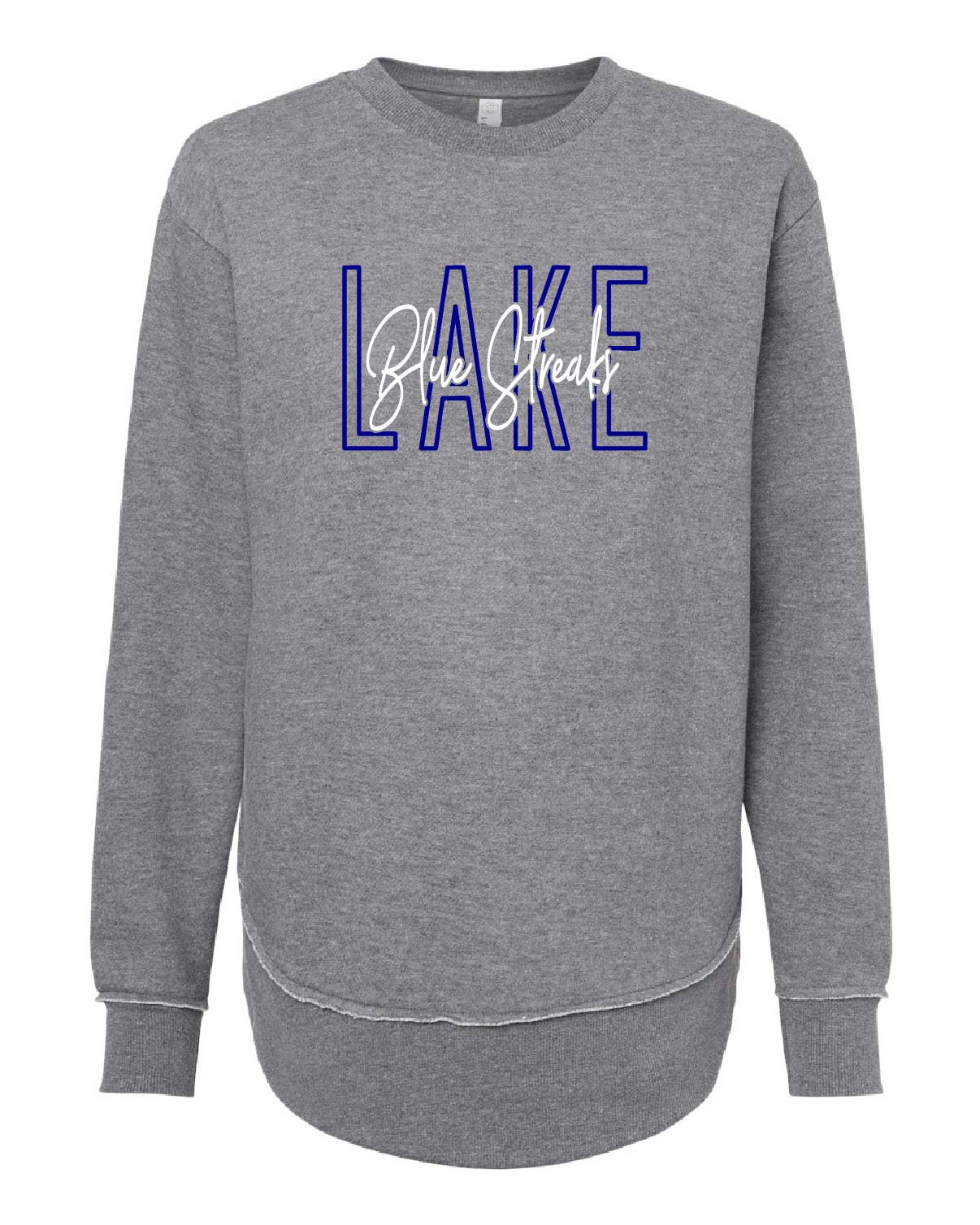 Lake Blue Streaks Grey Women's Weekend Fleece Crewneck Sweatshirt