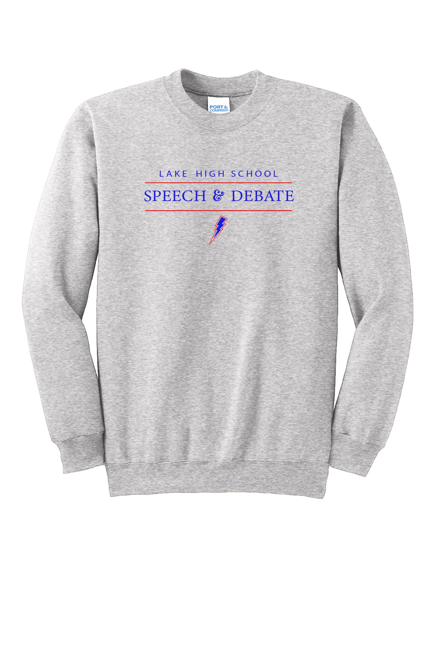 Lake Speech & Debate Adult Crewneck Sweatshirt - Ash Grey