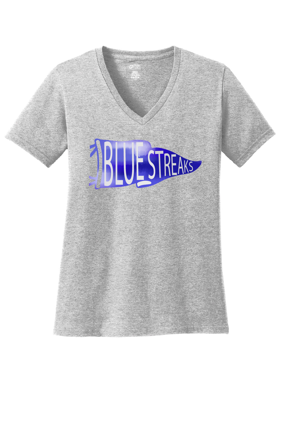 Ash Grey - Lake Blue Streaks Womens Pennant T-Shirt