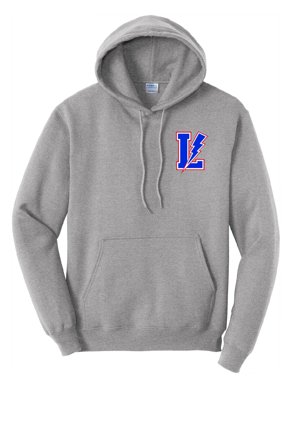 Heathered Grey - Lake Blue Streaks Adult (Unisex) Hooded Sweatshirt