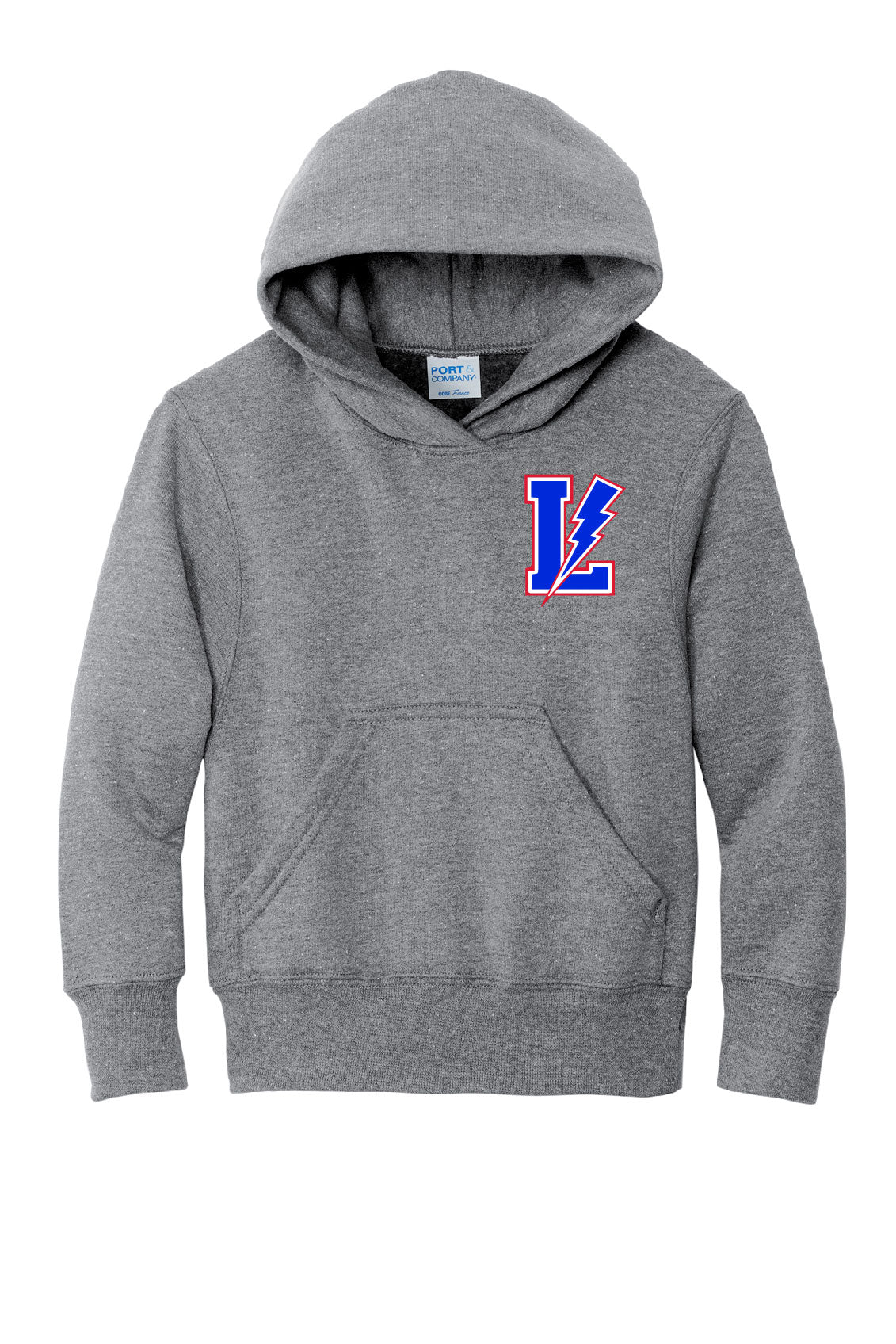 Heathered Grey - Lake Blue Streaks Youth Hooded Sweatshirt