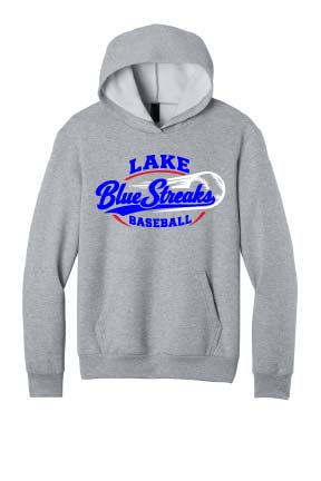 Lake Baseball Light Weight Cotton Hoodie - Athletic Grey