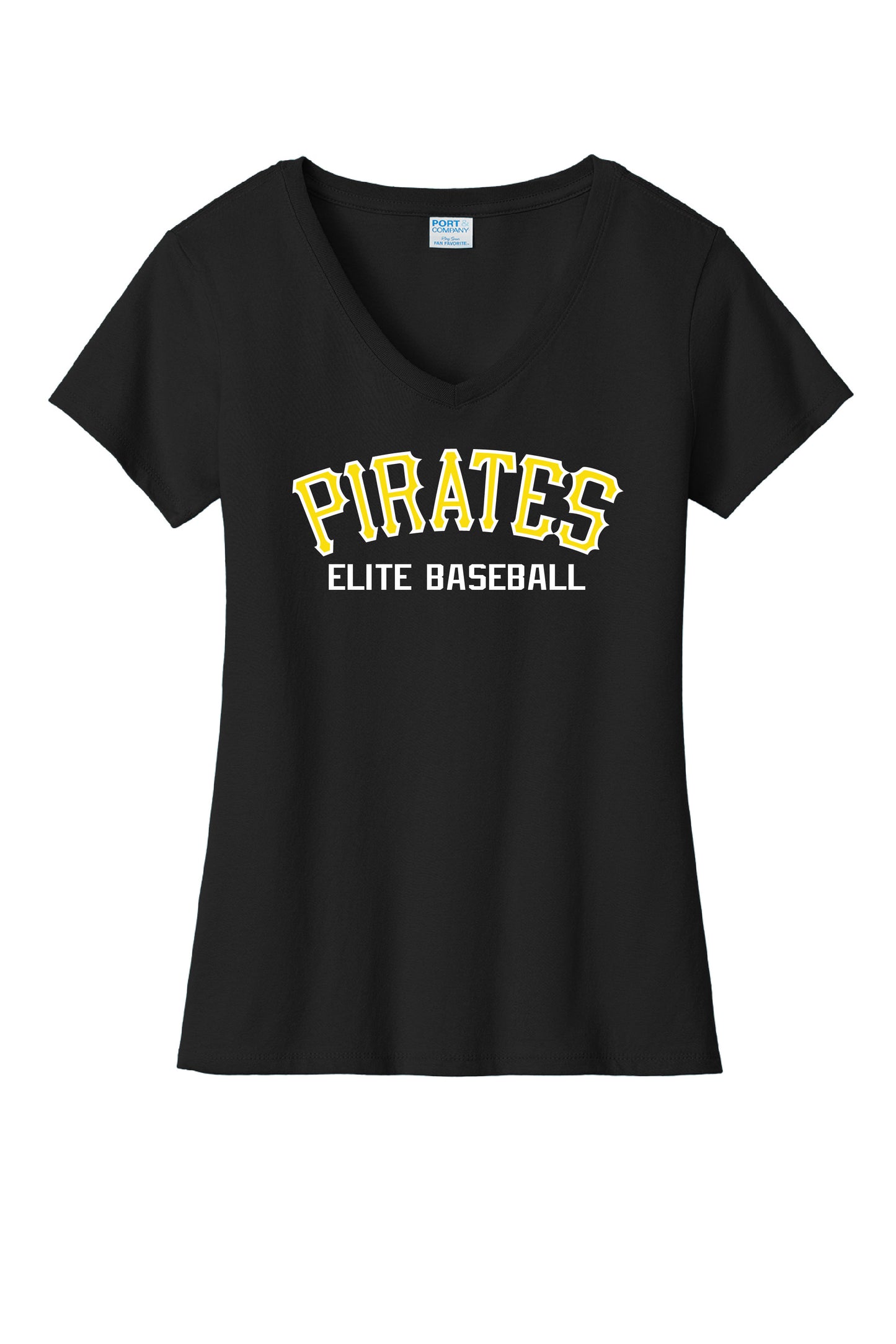 Pirates Elite Baseball Womens V-Neck T-Shirt - Black