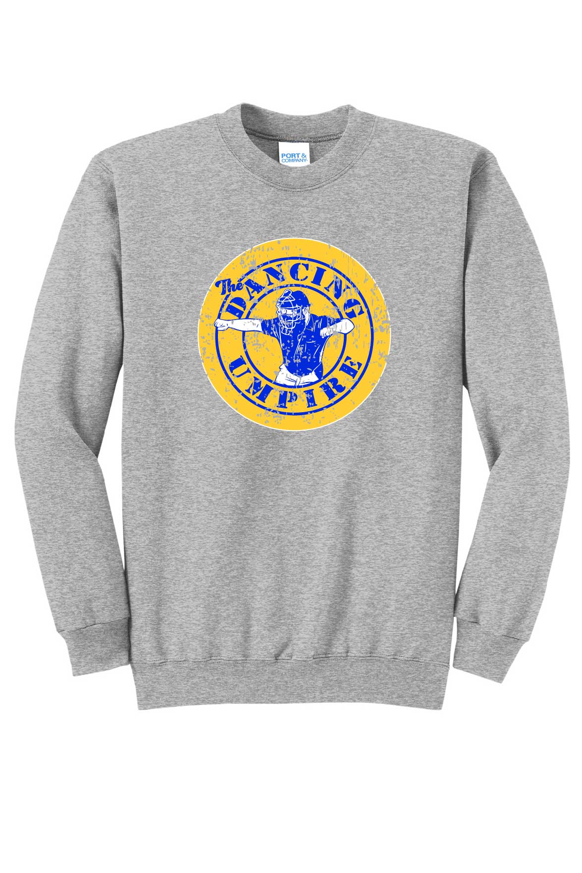 The Dancing Umpire Adult Cotton Crewneck Sweatshirt - Athletic Grey
