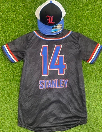 Lake Canes 9u Baseball Adult Player Replica Jersey - Button Up - Black