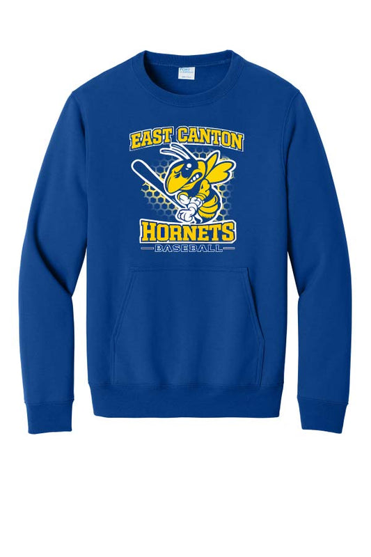 EC Hornets Baseball Crew Neck Sweatshirt with Pocket - Royal