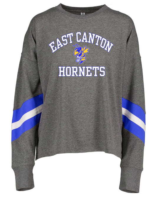 East Canton Hornets Womens "Varsity" Long Sleeve Shirt - Grey