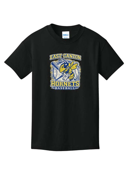 EC Hornets Baseballl Cotton T-Shirt - Black