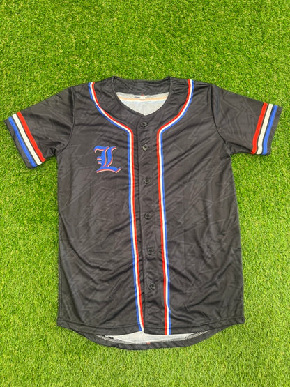 Lake Canes 9u Baseball Adult Player Replica Jersey - Button Up - Black