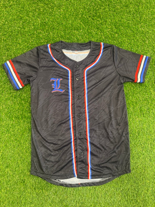 Lake Canes 9u Baseball Adult Player Replica Jersey - Button Up - Black