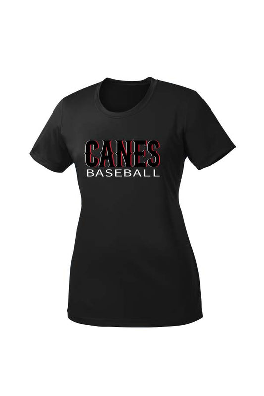 LYB Canes Womens Performance T-Shirt - Black & Red