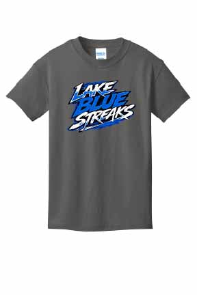 Lake Blue Streaks Cotton T-Shirt - Dark Heather