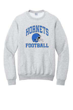 East Canton Hornets Football Crewneck WITH Pocket Sweatshirt - Ash Grey