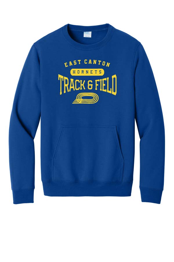 East Canton Track & Field Crew Neck Sweatshirt with Pocket - True Royal