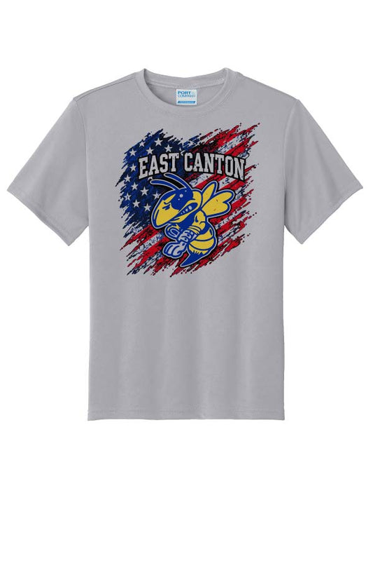 East Canton USA Short Sleeve Dri-Fit T-Shirt with Dye Sublimation Print - Silver
