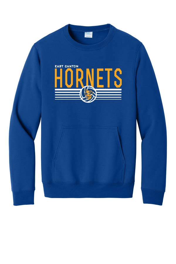 EC Hornets Volleyball Adult (Unisex) Crew Neck Sweatshirt with Pocket - Royal
