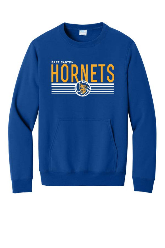EC Hornets Volleyball Adult (Unisex) Crew Neck Sweatshirt with Pocket - Royal