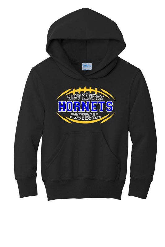 Youth EC Hornets Football Hooded Sweatshirt - Black