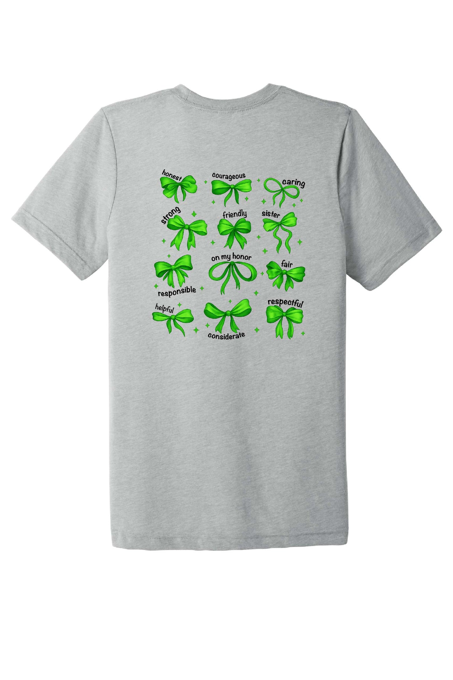 *NEW* Lake Girl Scouts Short Sleeve Tri Blend Bella Brand Bow T-Shirt - Grey