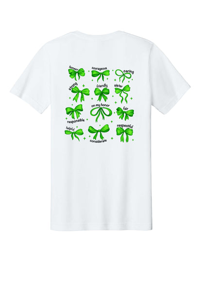 *NEW* Lake Girl Scouts Short Sleeve Tri Blend Bella Brand Bow T-Shirt - White