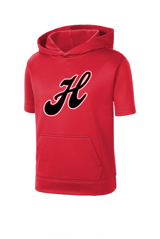 Lake Hurricanes Youth & Adult Hooded Short Sleeve Performance Sweatshirt -Red