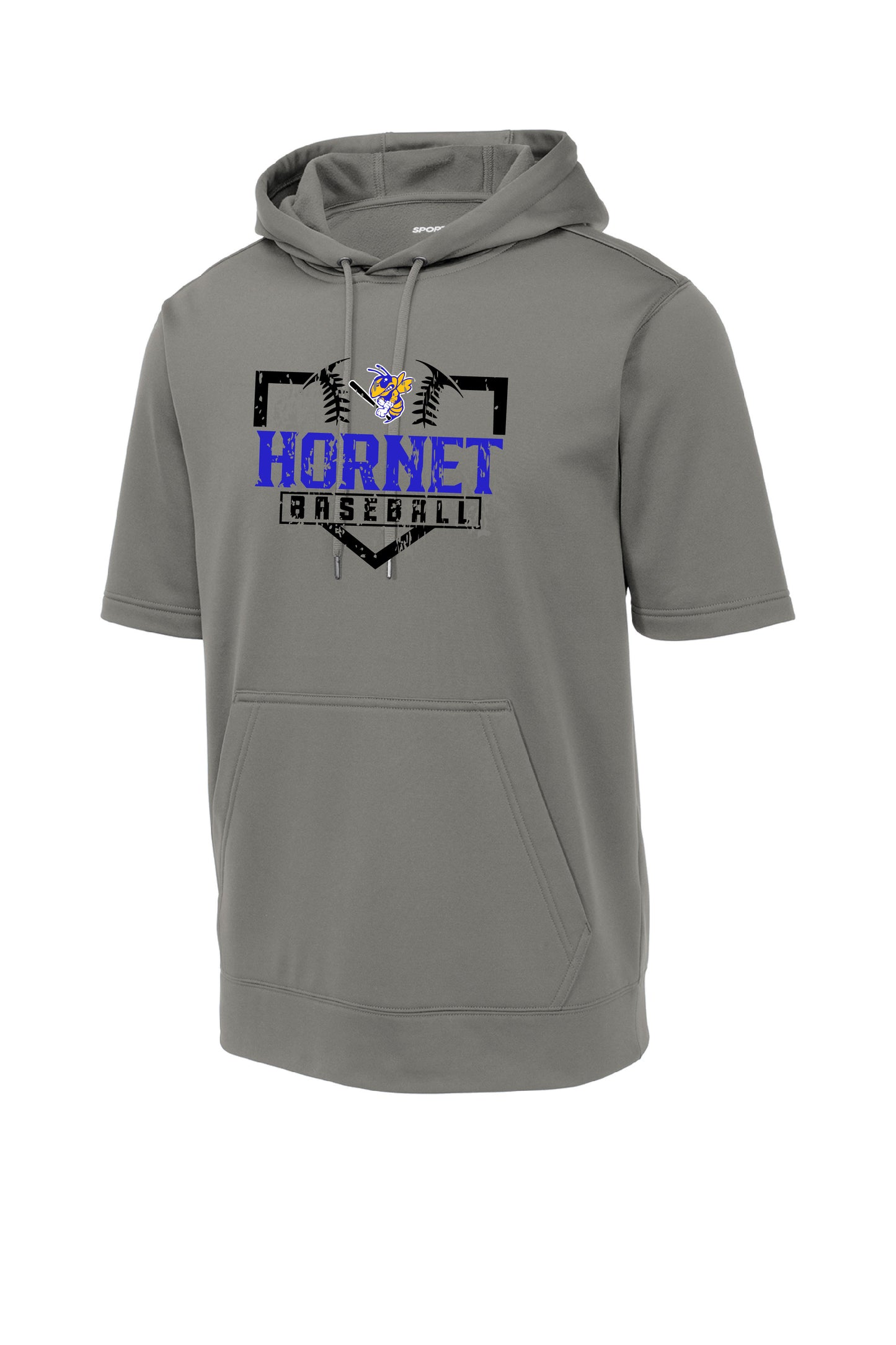 Hornet Baseball Adult Performance Short Sleeve Hooded Pullover - Dark Grey Smoke