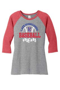 LYB Womens Baseball 3/4 Sleeve Tee - Red/Grey