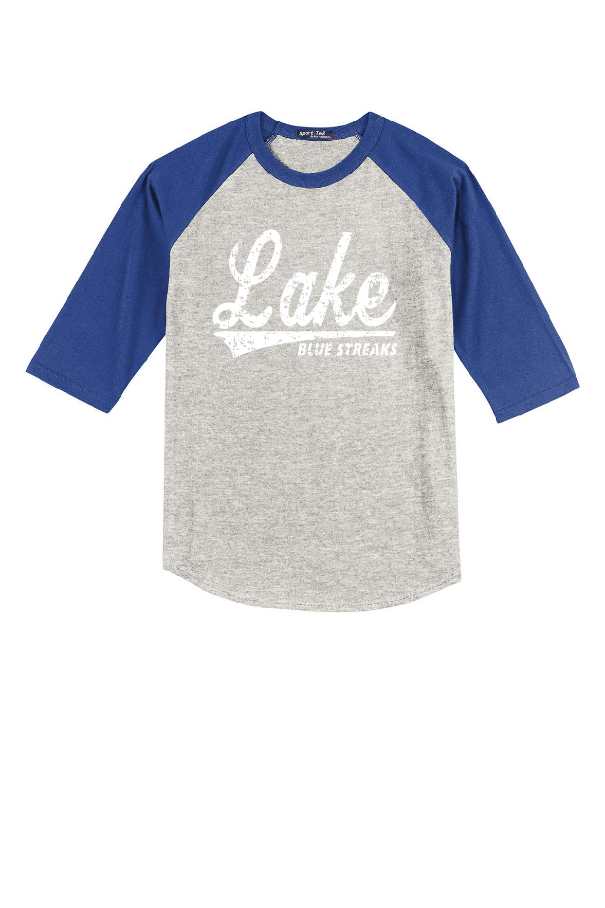 Royal/Grey - Lake Blue Streaks Youth 3/4 Sleeve Baseball Shirt