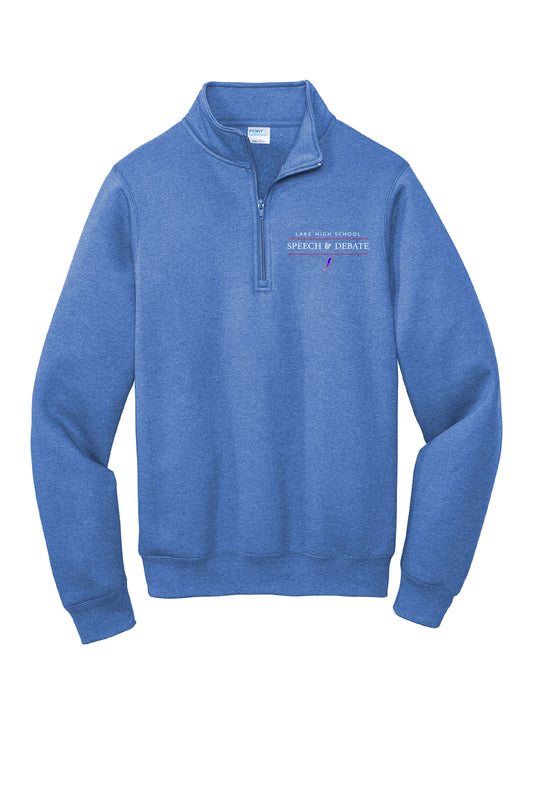 Lake Speech & Debate Adult 1/4 Zip Sweatshirt - Heathered Royal
