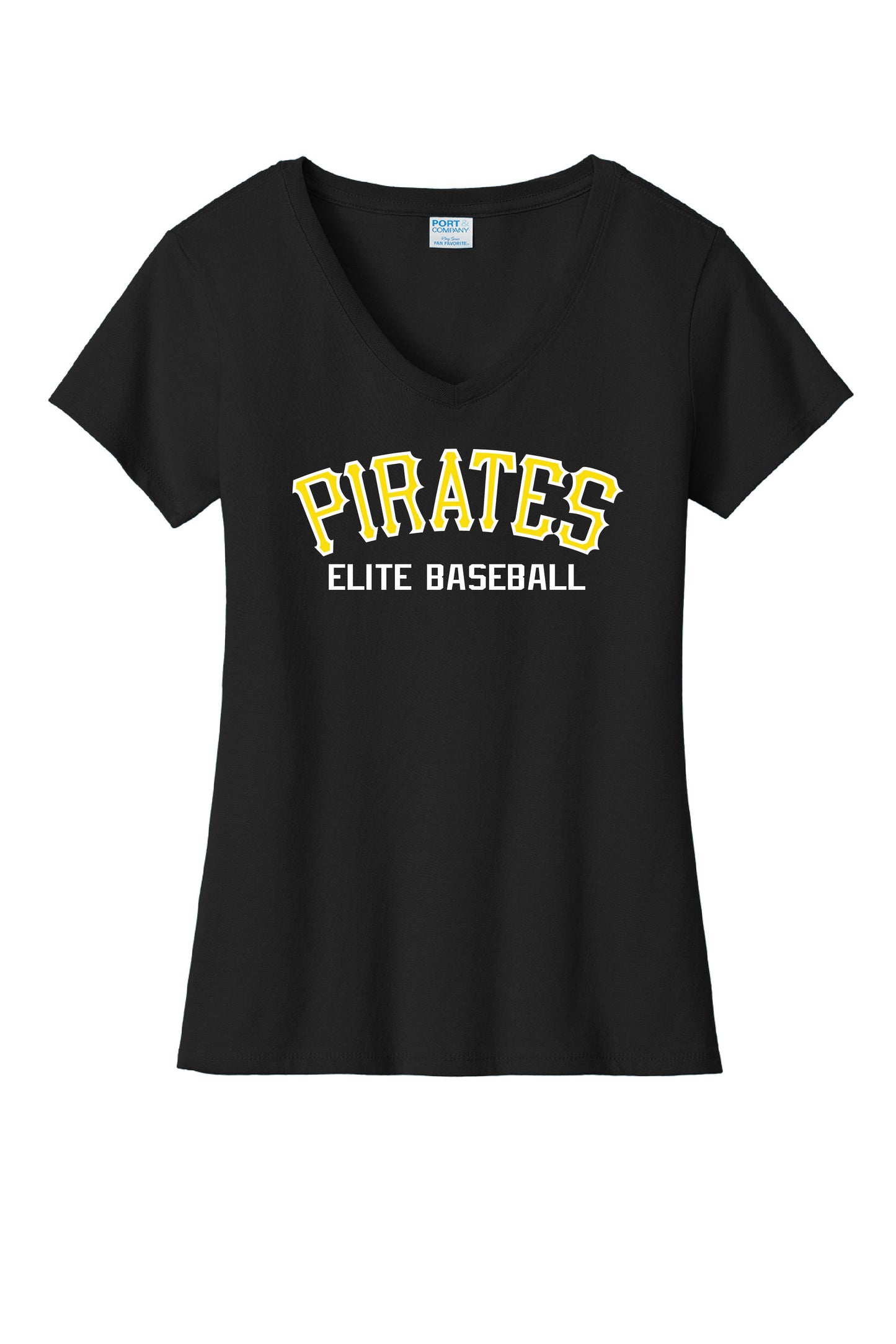 Pirates Baseball Womens V-Neck T-Shirt - Black