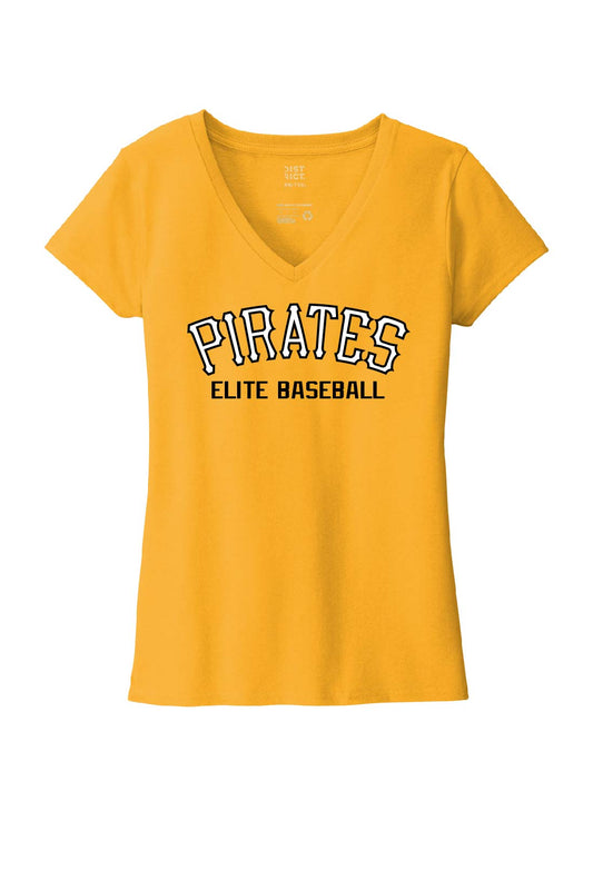 Pirates Baseball Womens V-Neck T-Shirt - Gold