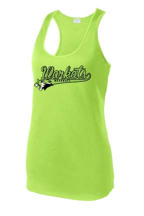 Warkats Baseball Womens Performance Tank - Lime Green