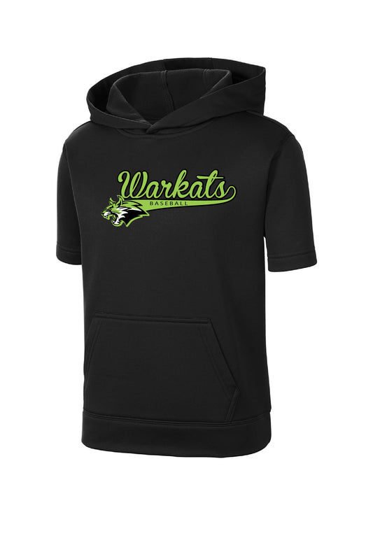 Warkats Youth Hooded Short Sleeve Performance Sweatshirt - Black